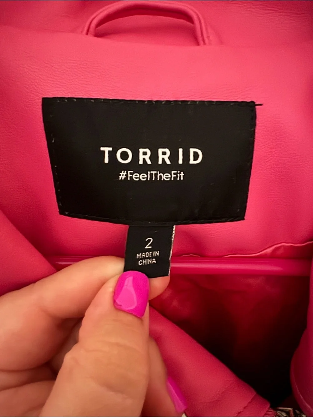 Torrid Hot Pink Faux Leather Moto Jacket Size 2
